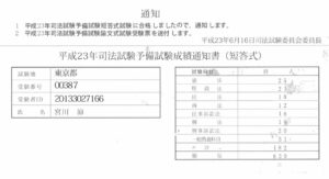 司法試験短答式合格通知 - 国立個別指導塾 司法試験短答式合格通知